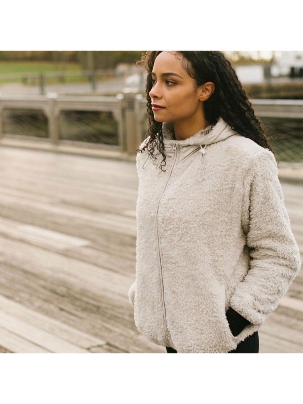 ZYIA Sherpa Block Zipper Jacket in Storm